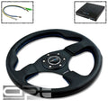Nrg 320mm 6-hole Racing Steering Wheel Black Leather Jdm Blue