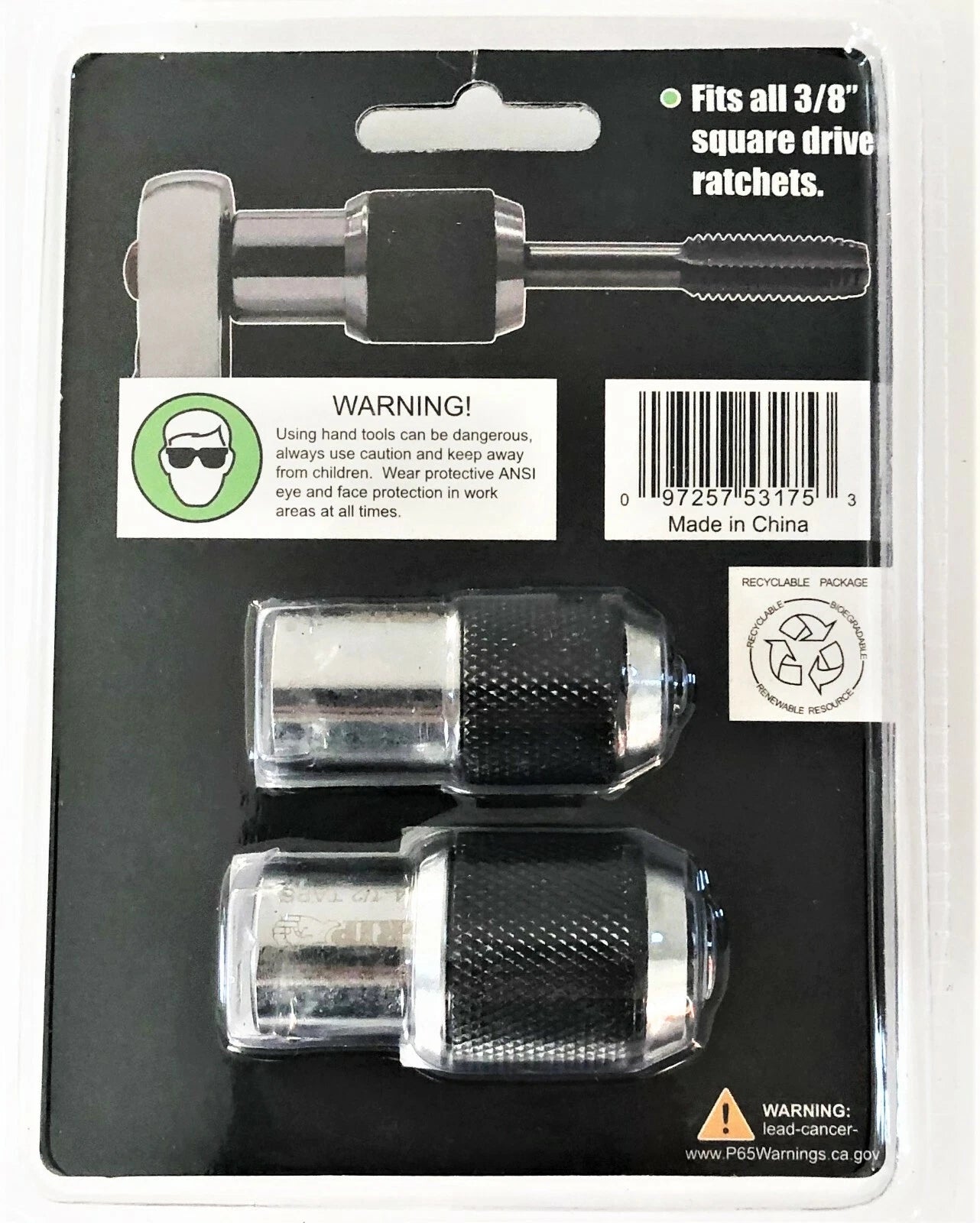 2pc GRIP TOOLS 3/8" DR. ADJUSTABLE THREAD TAP EASY OUT SOCKET SET RATCHET #53175