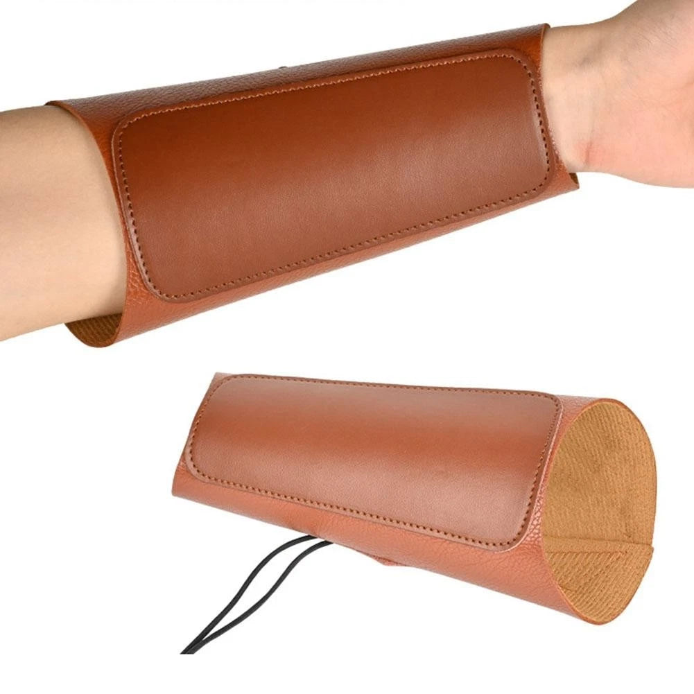 Leather Arm Full Forearm Coverage Recoil Protection Brass Buckles