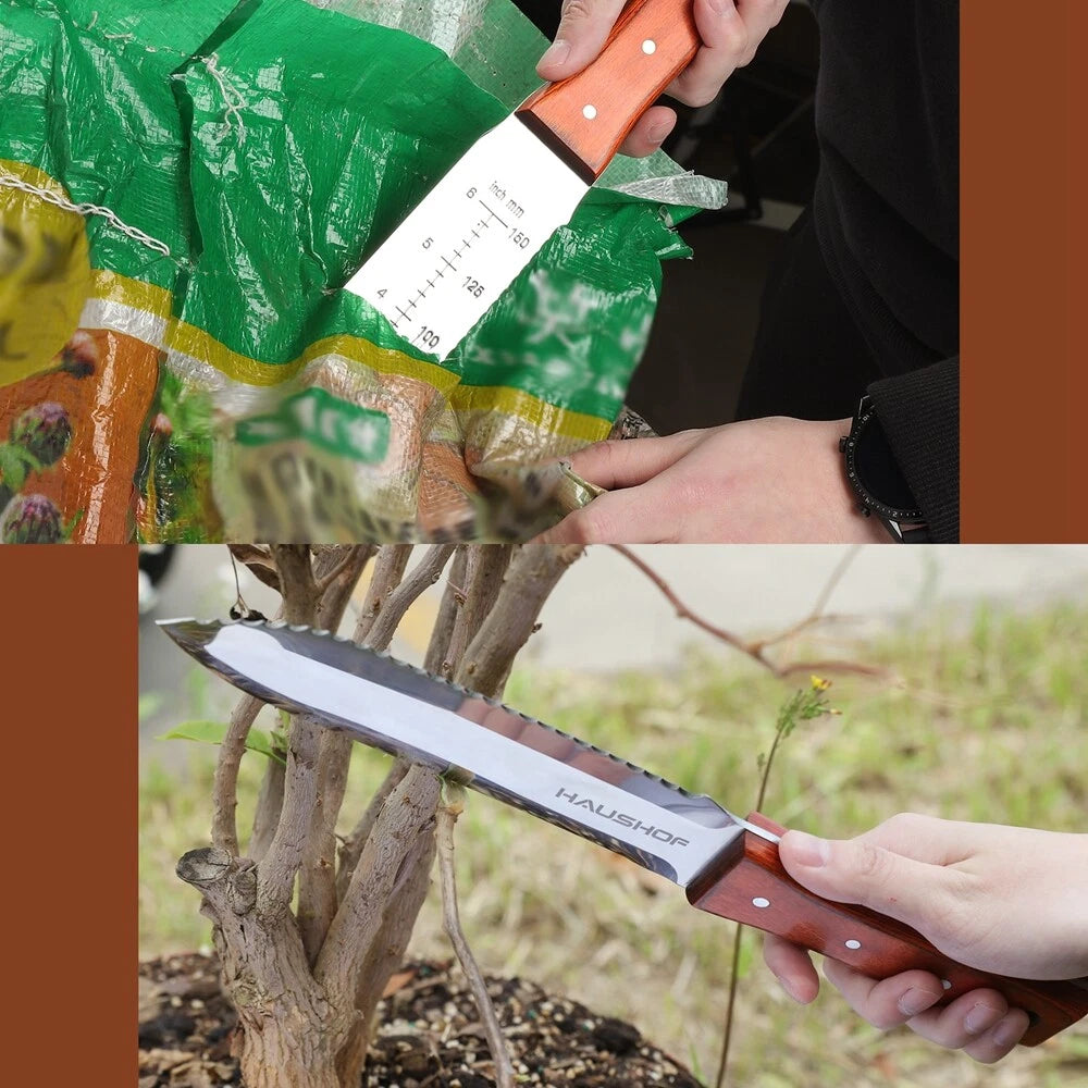 Haushof 7" Hori Hori Garden Knife W/cutting Edges | Built Supply Co