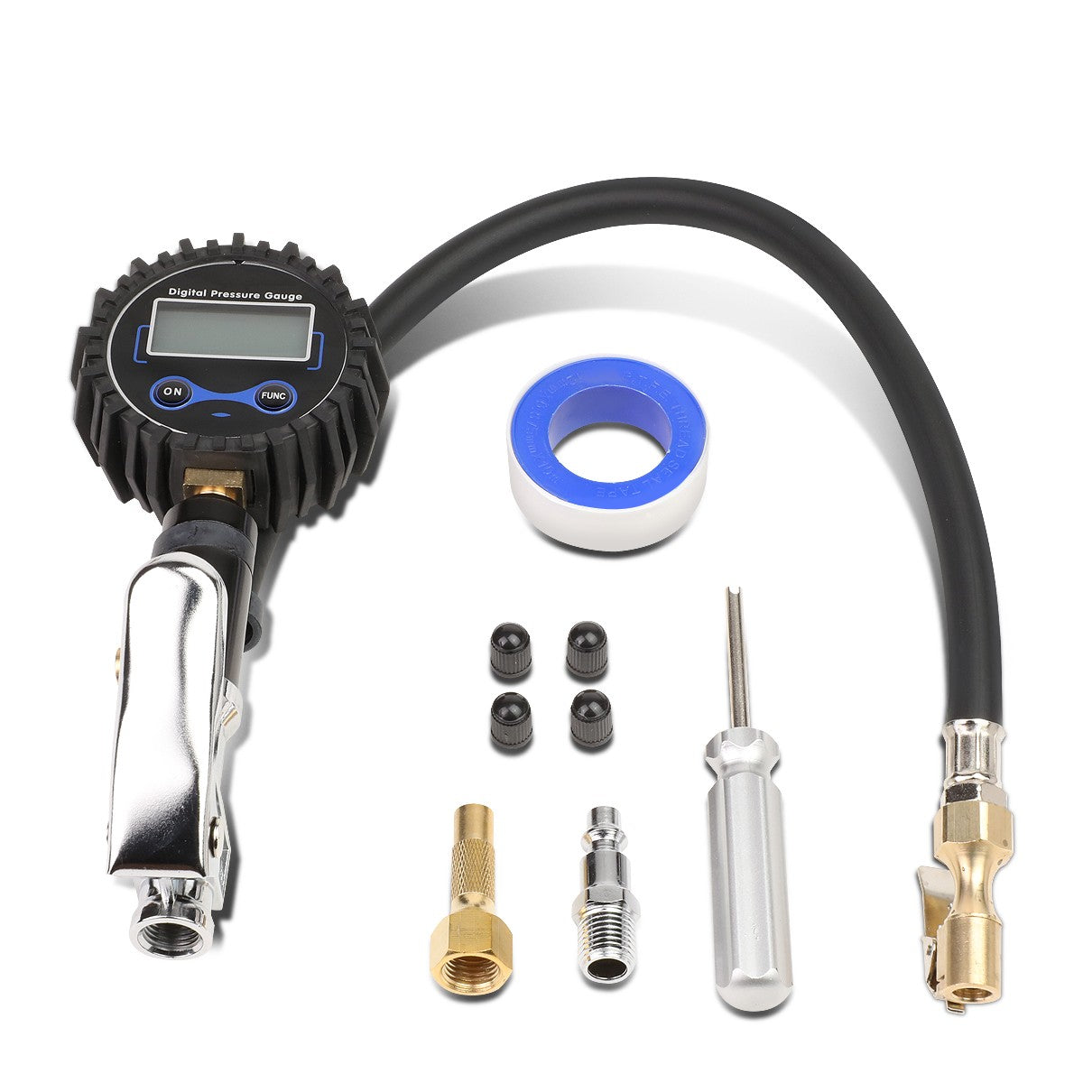 18 In. Flexible Rubber Hose Lcd Digital Gauge Tire Inflator W/clip on