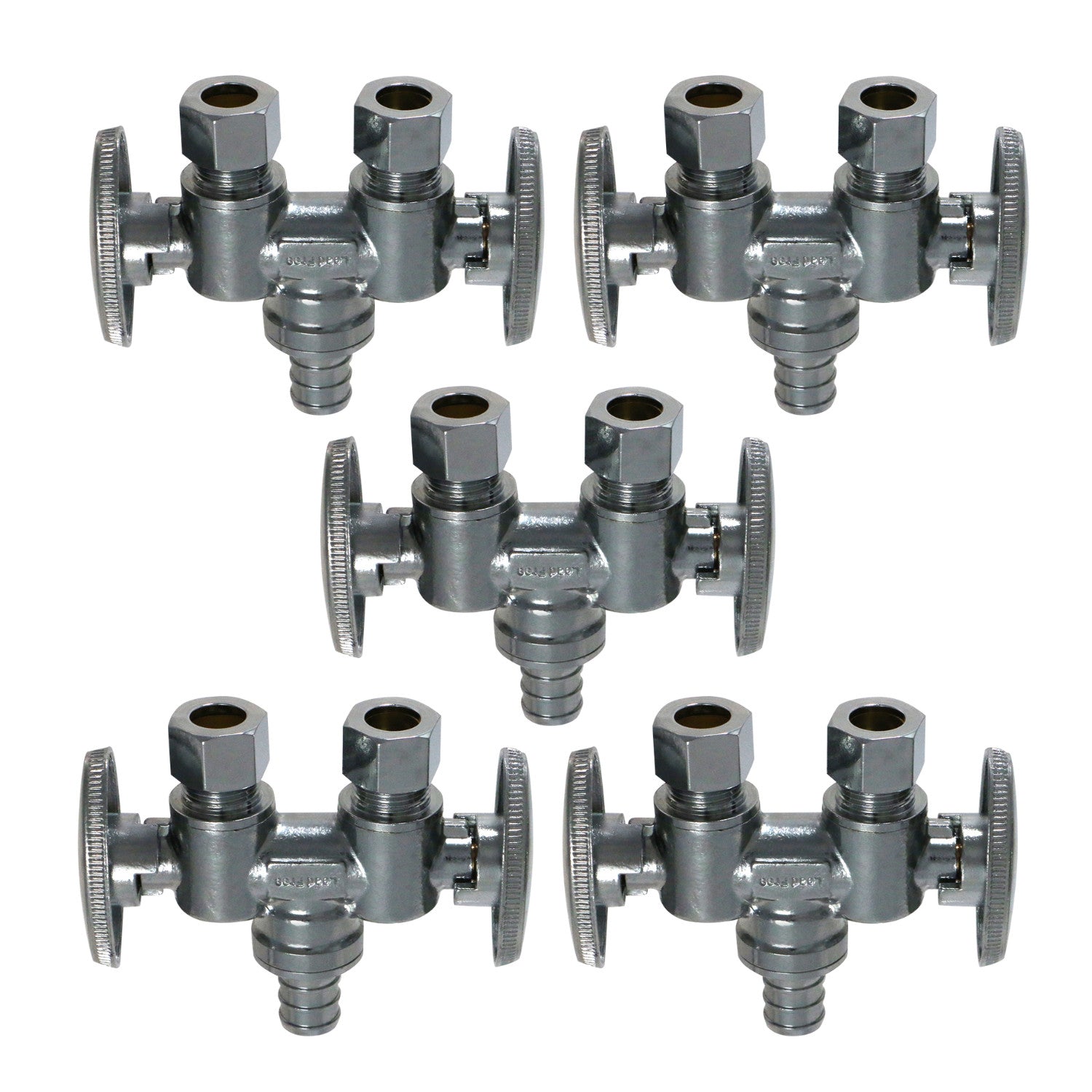 XFITTING 3/8" x 3/8" OD Compression x 1/2" PEX Dual Straight Valve