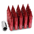 M12x1.5 107mm Tall 20mm Od Red Aluminum Jdm Spiked Cap Lug