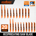 20-Piece Reciprocating Saw Blades Set Metal Wood Cutting by Unbranded