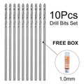 10pcs Set 1.0mm Spiral Drill Bits HSS Drilling Bit Pack