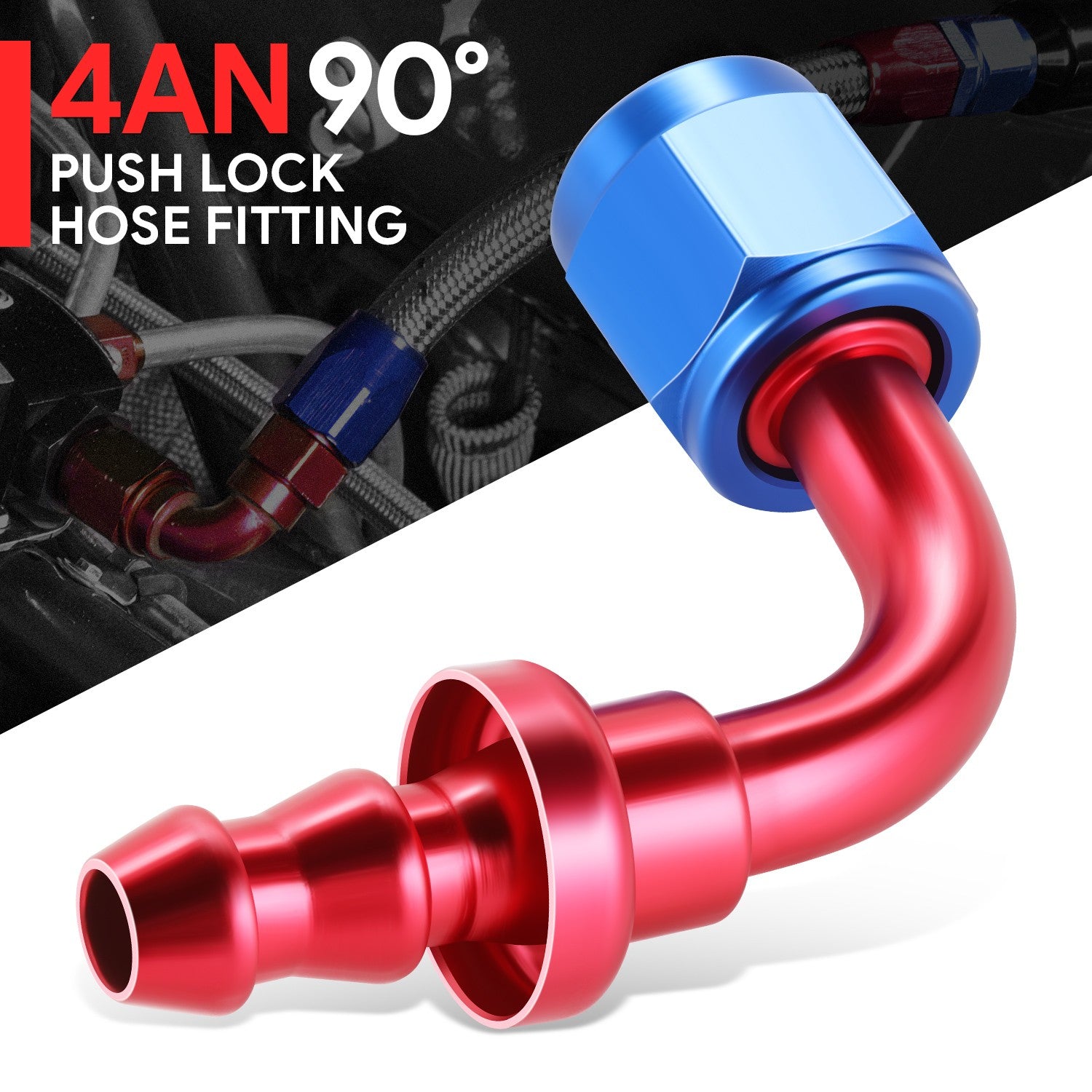 Aluminum An4 4-An 90 Degree Swivel Oil/Fuel Line Hose End Push-On Male