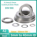 Ultra Shim Washers 0.1mm to 0.5mm Thick A2 Stainless Steel