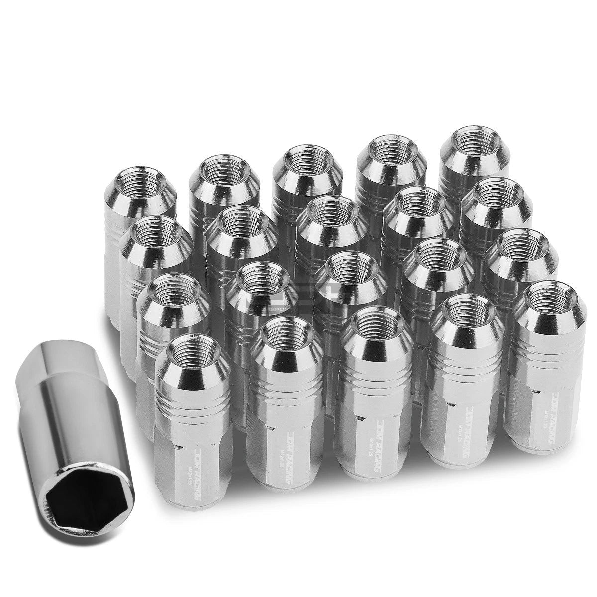 Close End M12x1.25 50mm Tall 20mm Od Silver Aluminum Jdm Lug