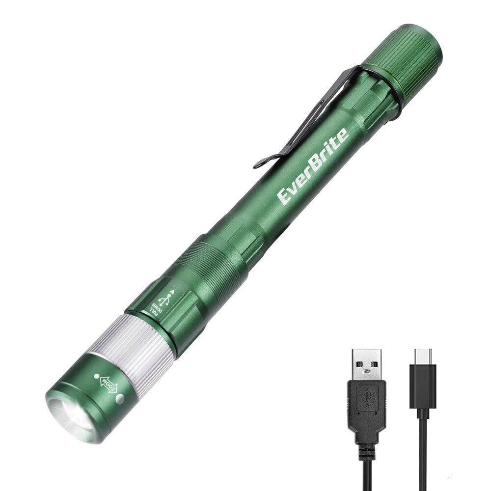 EverBrite 300LM Pen Light Rechargeable LED Pen Flashlight Zoomable