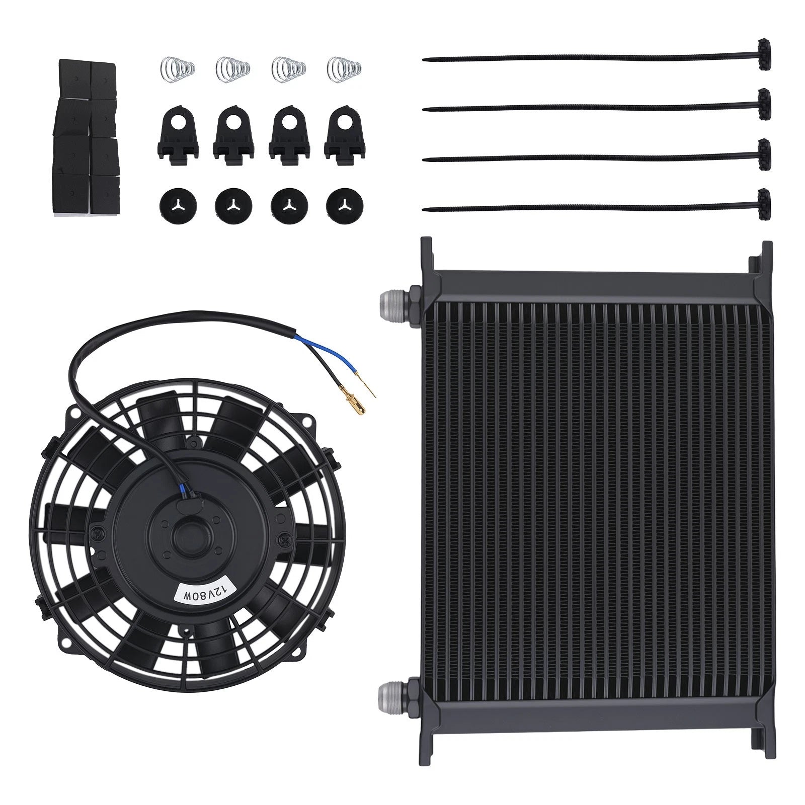Engine Oil Cooler 30-Row with 7" Cooling Fan for Universal Street Vehicles