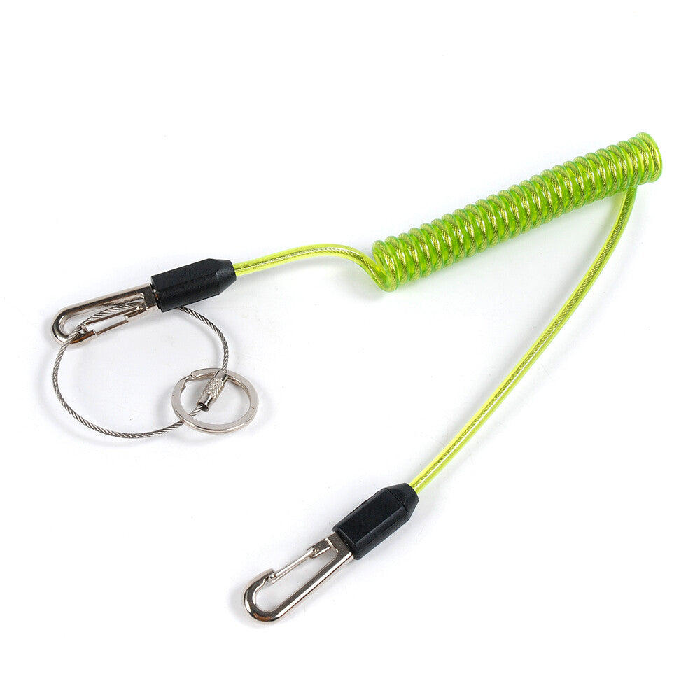 Safety Spiral PU Coil Steel Wire Tool Lanyard With Carabiners, Snap