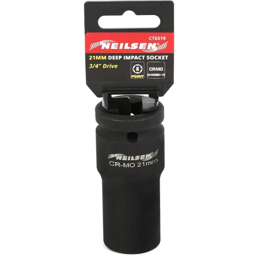 Neilsen 3/4" Drive Standard Deep Square Impact Socket 21mm by Neilsen
