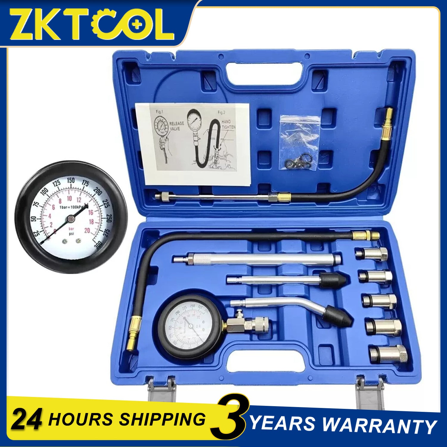11pc Petrol Engine Compression Tester Kit