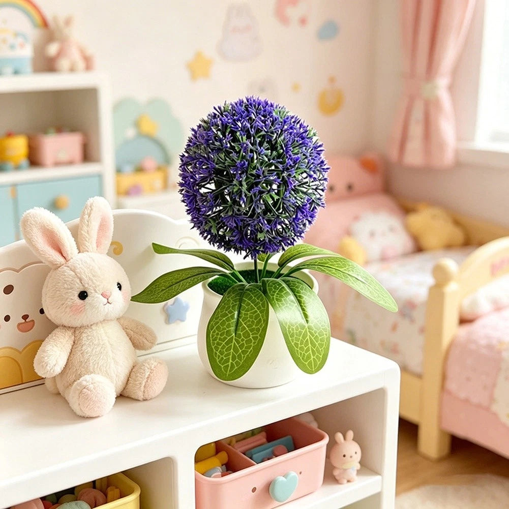 Artificial Succulent Ball Plant In Pot 3d Printed Soft Rubber Decor