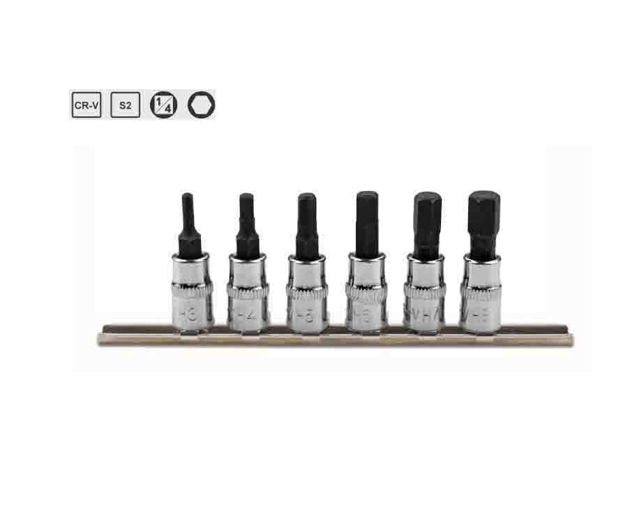 S2 Steel Hex Bit Socket Set 1/4" Drive H3-H8mm by Unbranded