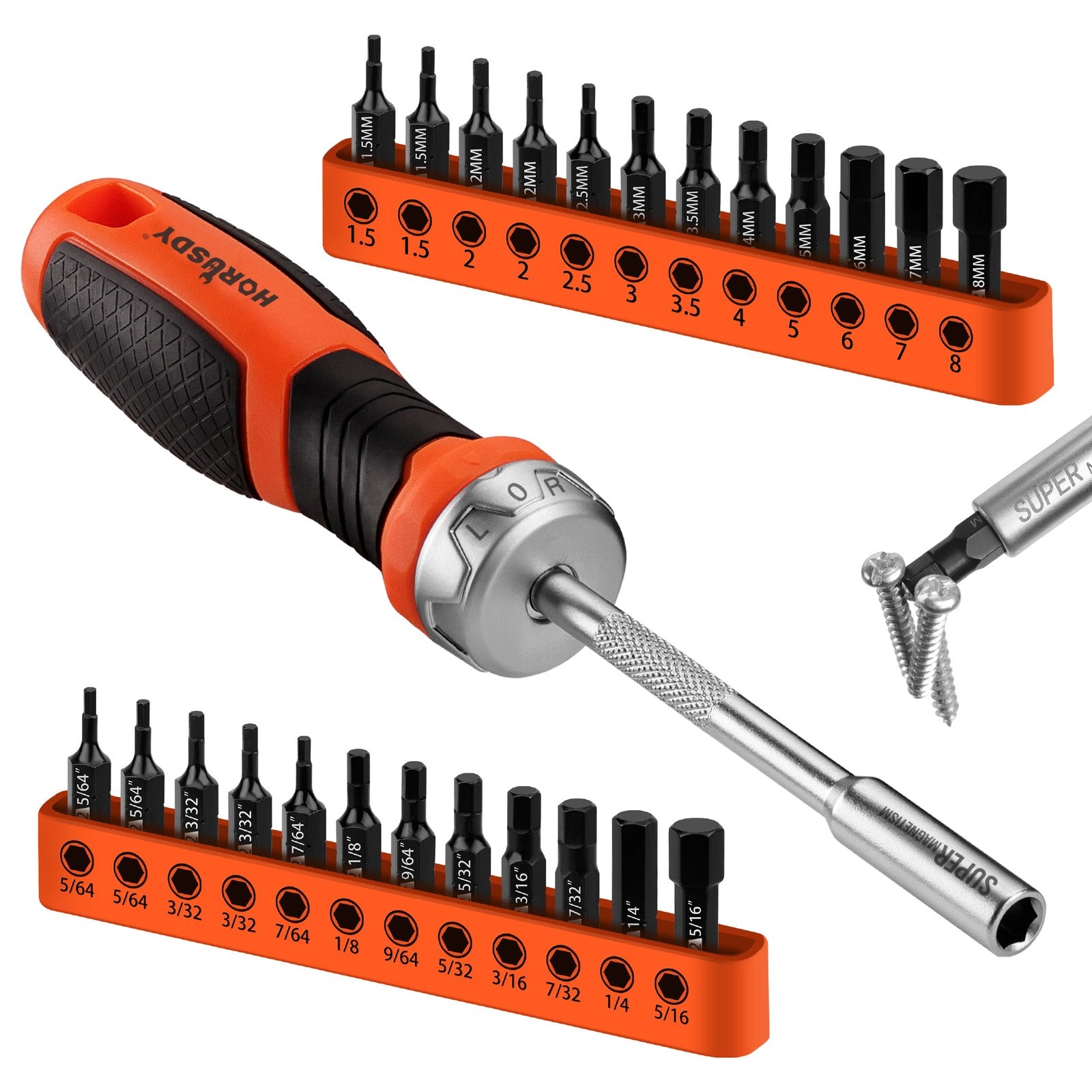 Hex Screwdriver Bit Set 1/4" Ratcheting Magnetic | Built Supply Co