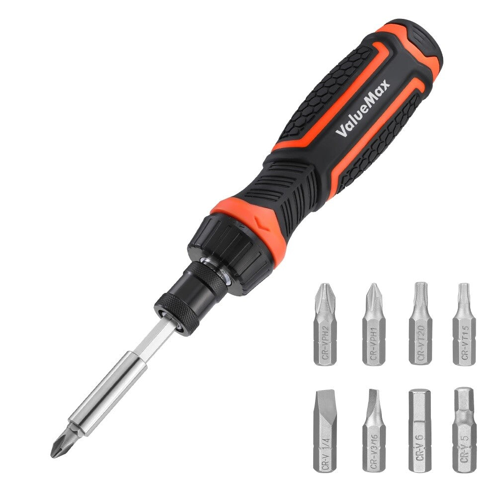 Valuemax 9-In-1 Ratcheting Screwdriver with Bits