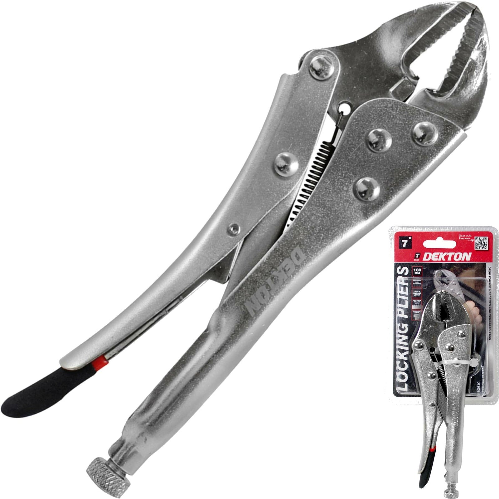 Dekton Straight Jaw Locking Grips - Adjustable Pliers 180mm by Dekton