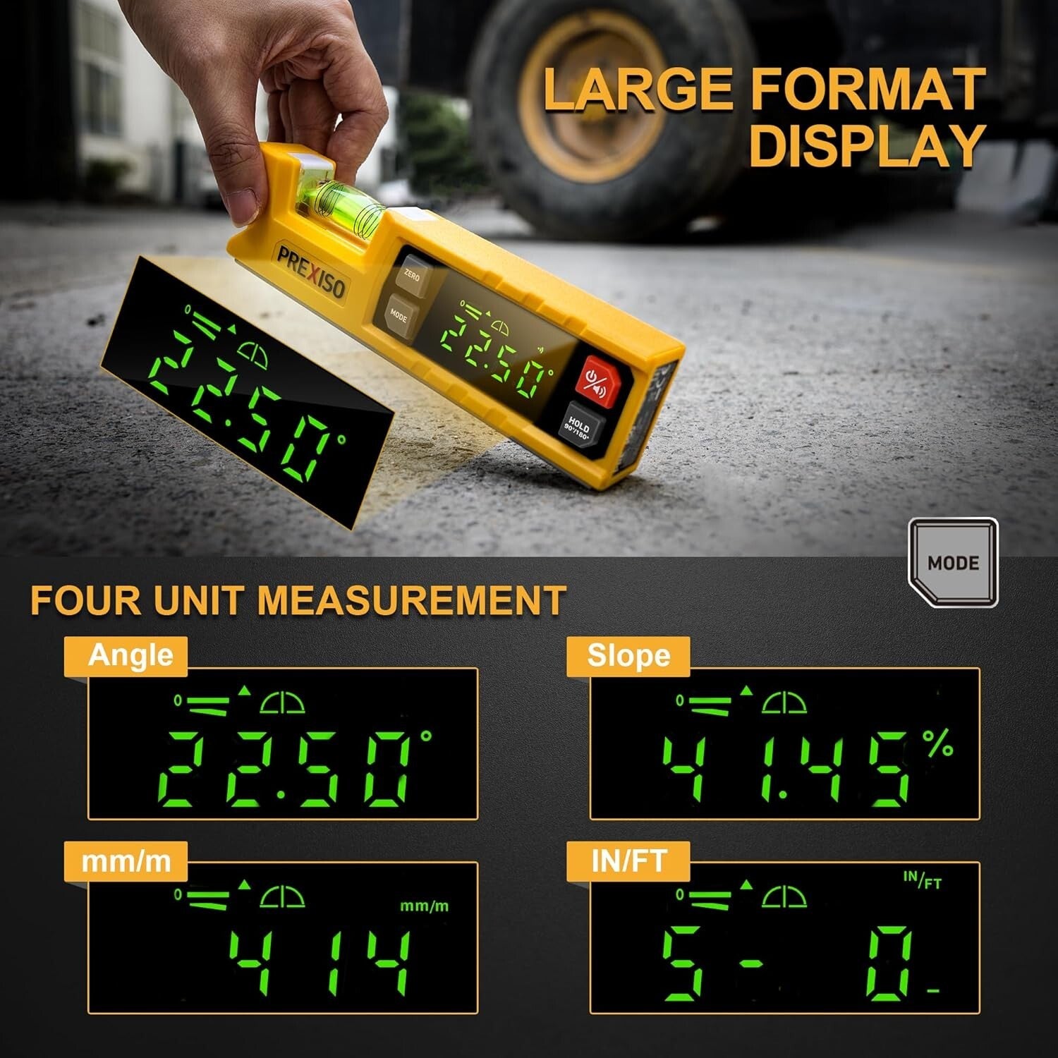 Magnetic Digital Level Digital Protractor 7" Angle Finder 0-90° 0-180°