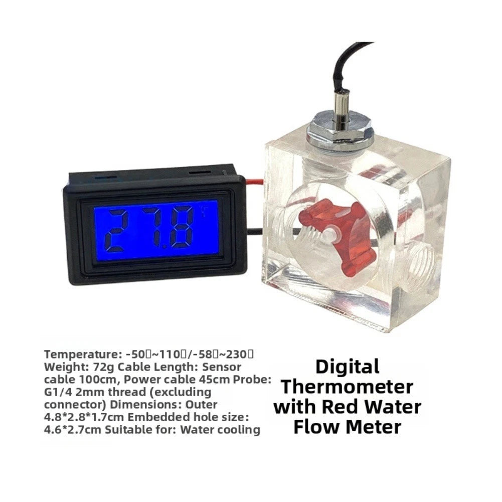 Watercooled System Led Thermometer With Three Way Flow Meter And Pipe