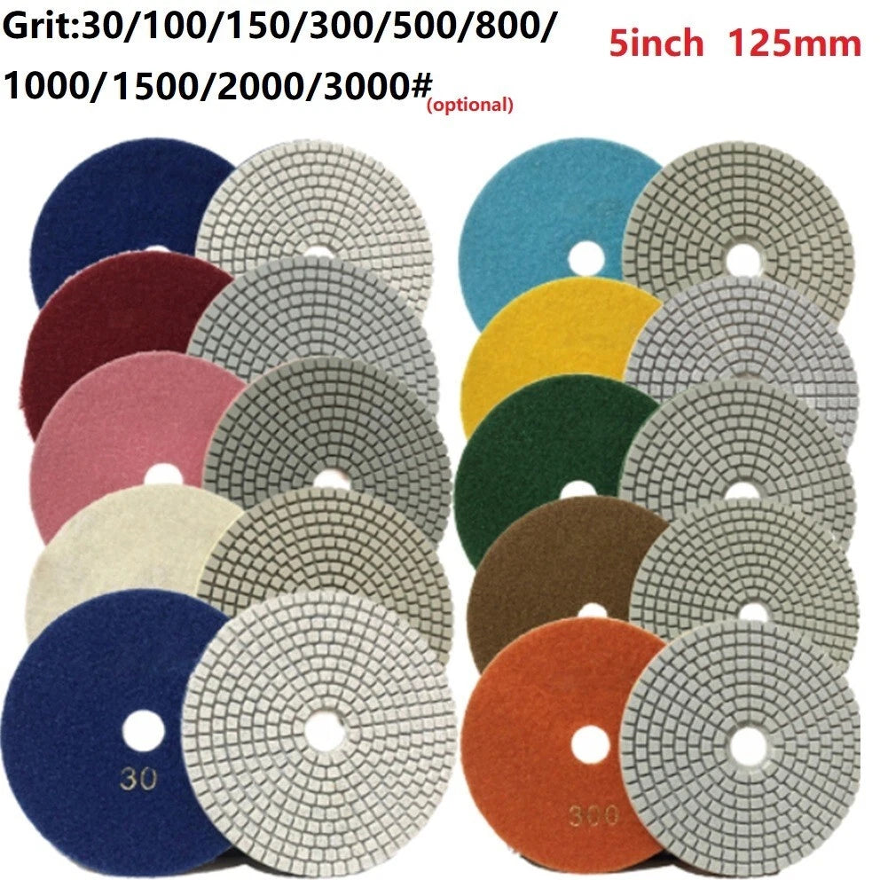 5 Inch 125mm Dry/wet Diamond Water Mill Flexible Grinding Discs For
