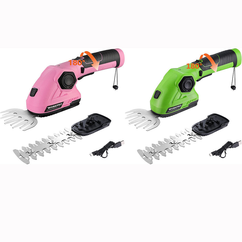 WORKPRO Cordless Trimmer Hedge Shears 2-IN-1 Grass Cutter El