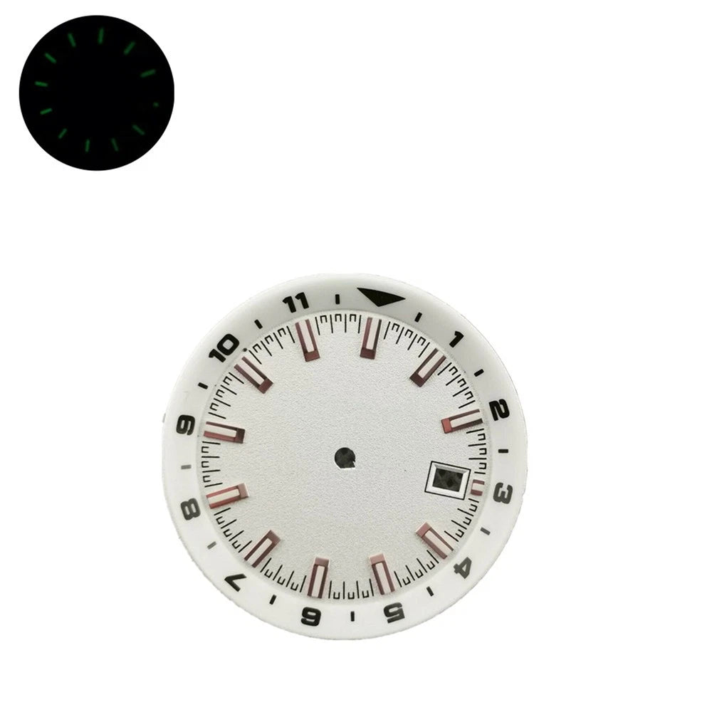 White 1.44in/36.5mm C3 Green Luminous Watch Dial For Seiko Nh35 Nh35a