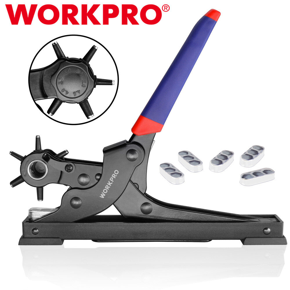 Workpro Heavy Duty Desktop Leather Hole Punch Set 6size Rotary Belt
