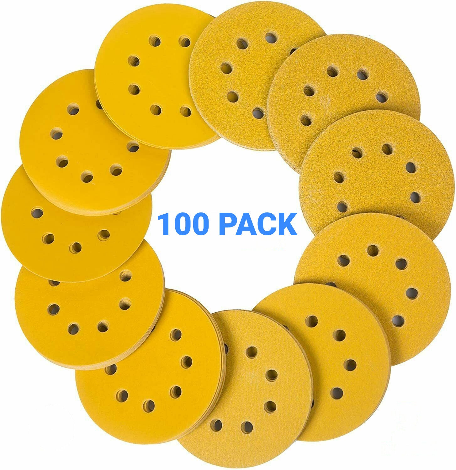 5" 8-Hole Sanding Discs 100PCS Anti-Clog Aluminum Oxide