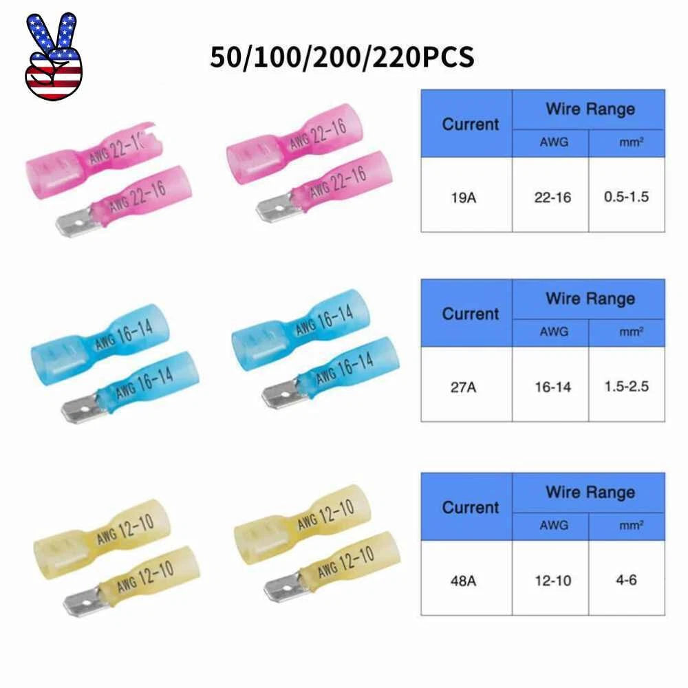 Heat Shrink Male Female Spade Terminals Electrical Wire Connectors