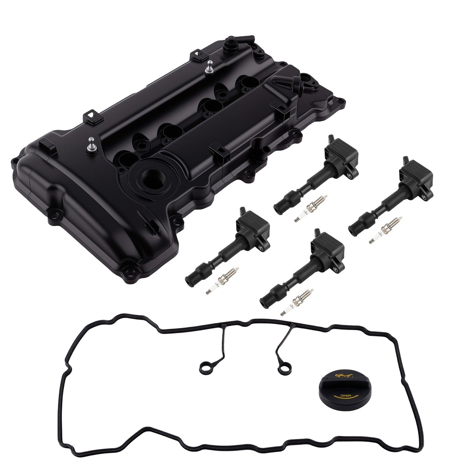Aluminum Valve Cover Set w/Coils for Kia Forte Hyundai Elantra 2.0L