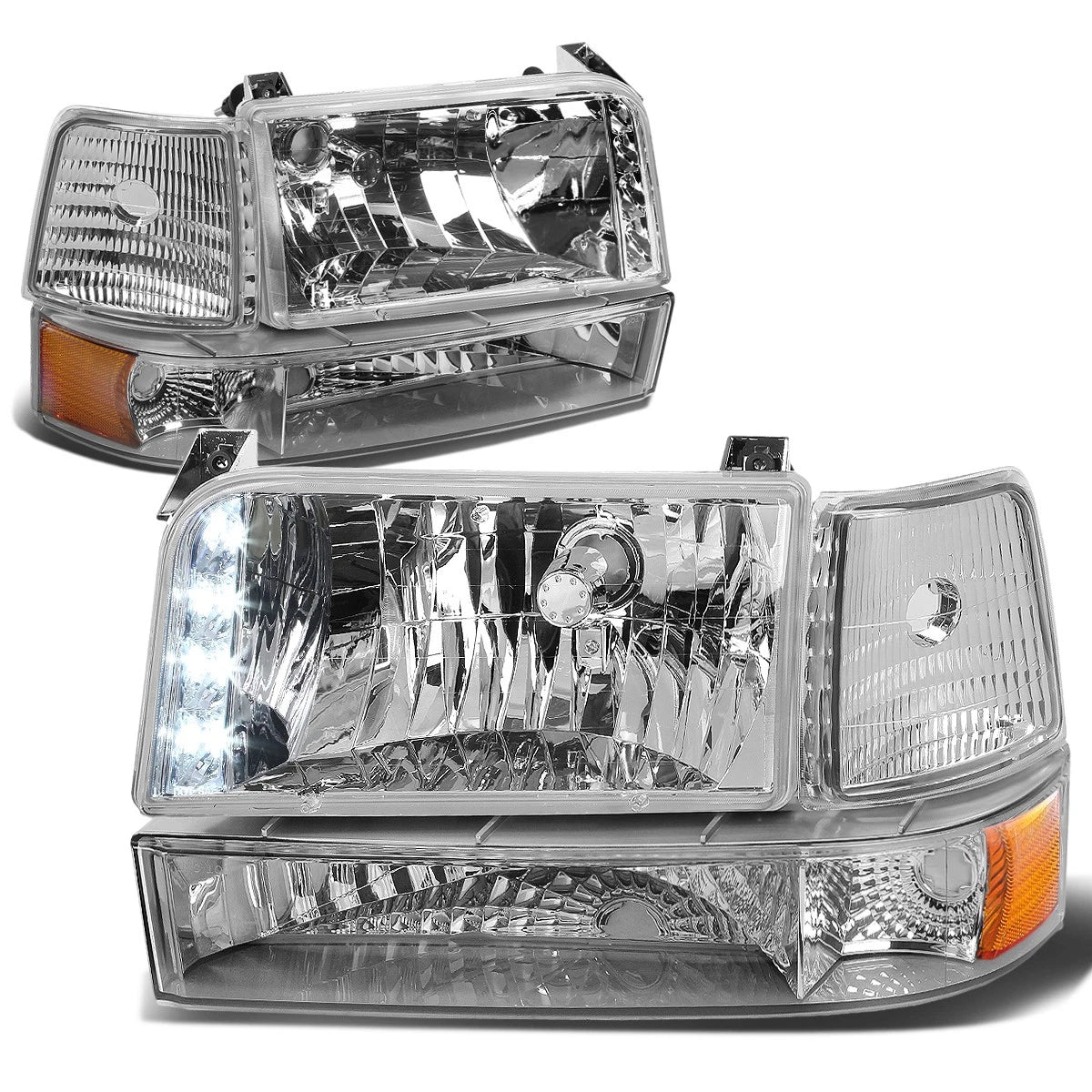 [Led Drl] Fit 1992-1996 Ford F150/f250/f350 Chrome | Built Supply Co