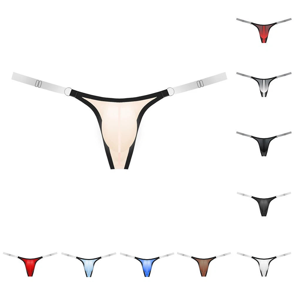 Men G String Low Rise Underwear With Adjustable Strap And Front Bulge