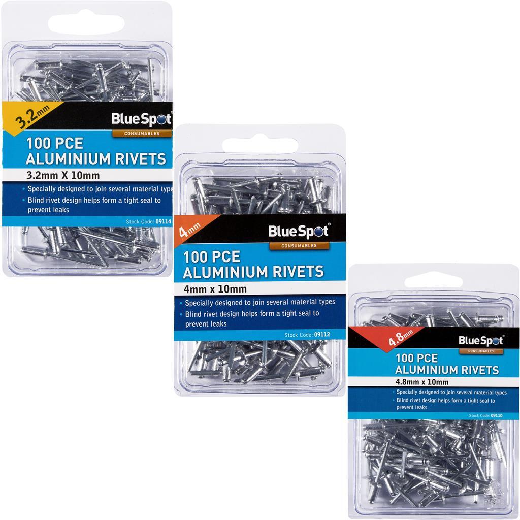 BlueSpot 100pcs Blind Rivet 10mm Hand Pop Aluminium Steel by BlueSpot