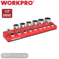 WORKPRO 1/2-Inch SAE Magnetic Socket Organizer Holds 16PCS Standard