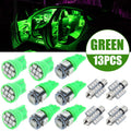 13X Green LED Lights Interior Package Kit For Car Dome License Plate
