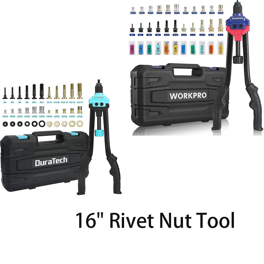16" Rivet Nut Tool With Metric & Sae Manual Riveter With Carrying Case