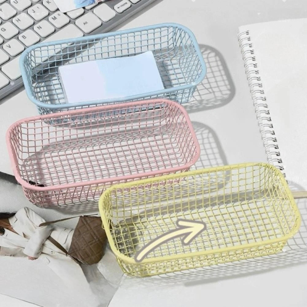Desktop Wire Storage Basket For Organizing Office And Student