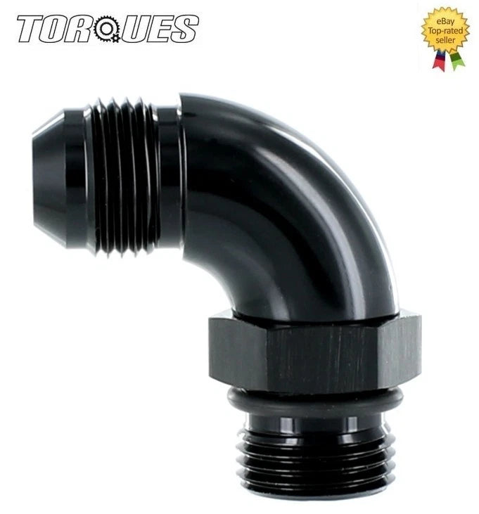 An -8 (-8an) To Orb-8 (3/4" Unf) O-ring Boss 90 Degree Full Flow