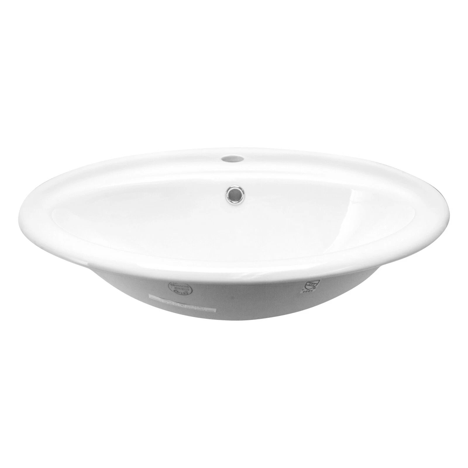 Canal Oval Shaped Drop-in Bathroom Vanity Sink 21-3/4" X 18 5/8"