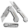 3-pack Stainless Steel Folding Utility Knife Set Quick Change Blades