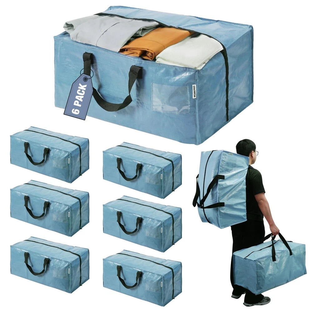 Workpro 6 Pack Extra Large Moving Bags Heavy-duty Storage Tote