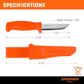 Jorgensen 8.25" Companion Fixed Blade Bushcraft Knife With Sheath For