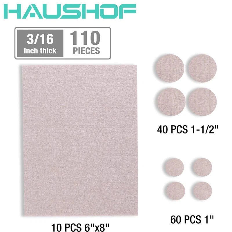 Haushof Felt Furniture Pads 8"x6" Felt Sheets Self Adhesive Felt Pads