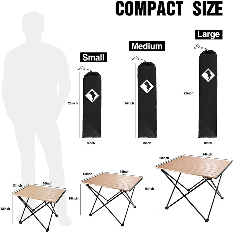 Villey 16''/19''/24'' Folding Beach Table Ultralight Camping Side