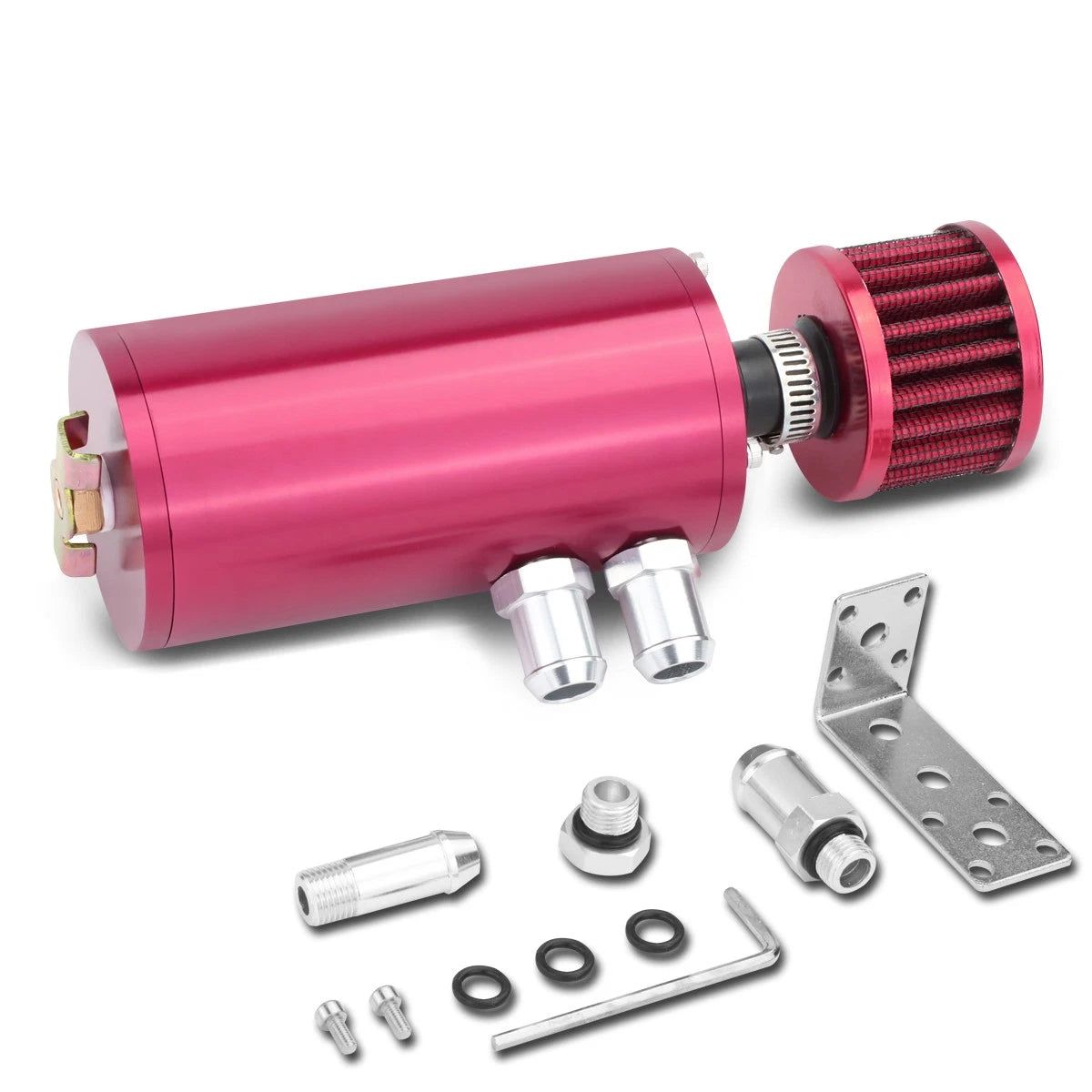 Pink 5.5"x2.4" Aluminum Engine Oil Catch Tank 140ml+filter Fit