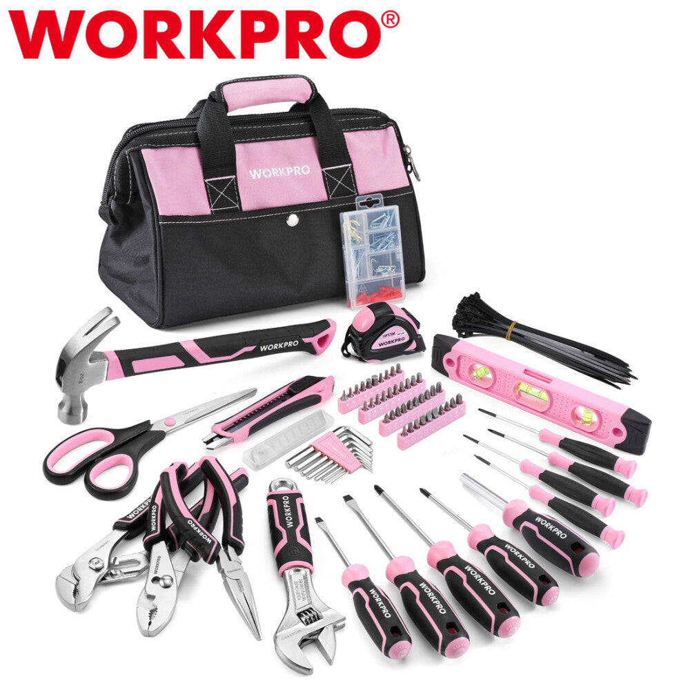 WORKPRO 277PCS Pink Tool Set Hand Tool Bag Set by WORKPRO