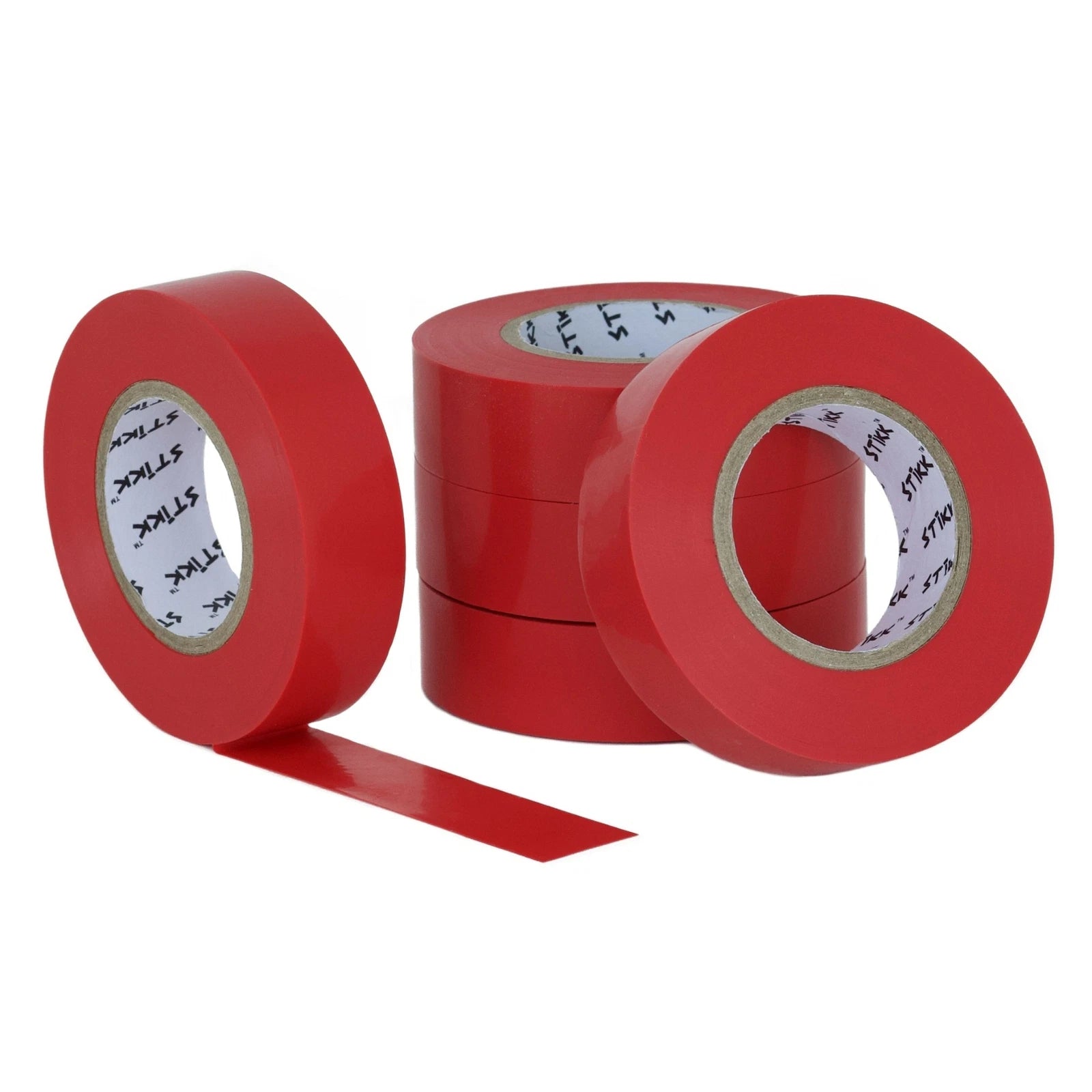 Stikk Red Electrical Tape (5 Pack) 3/4" Wide 66 Feet 20 Meters Long
