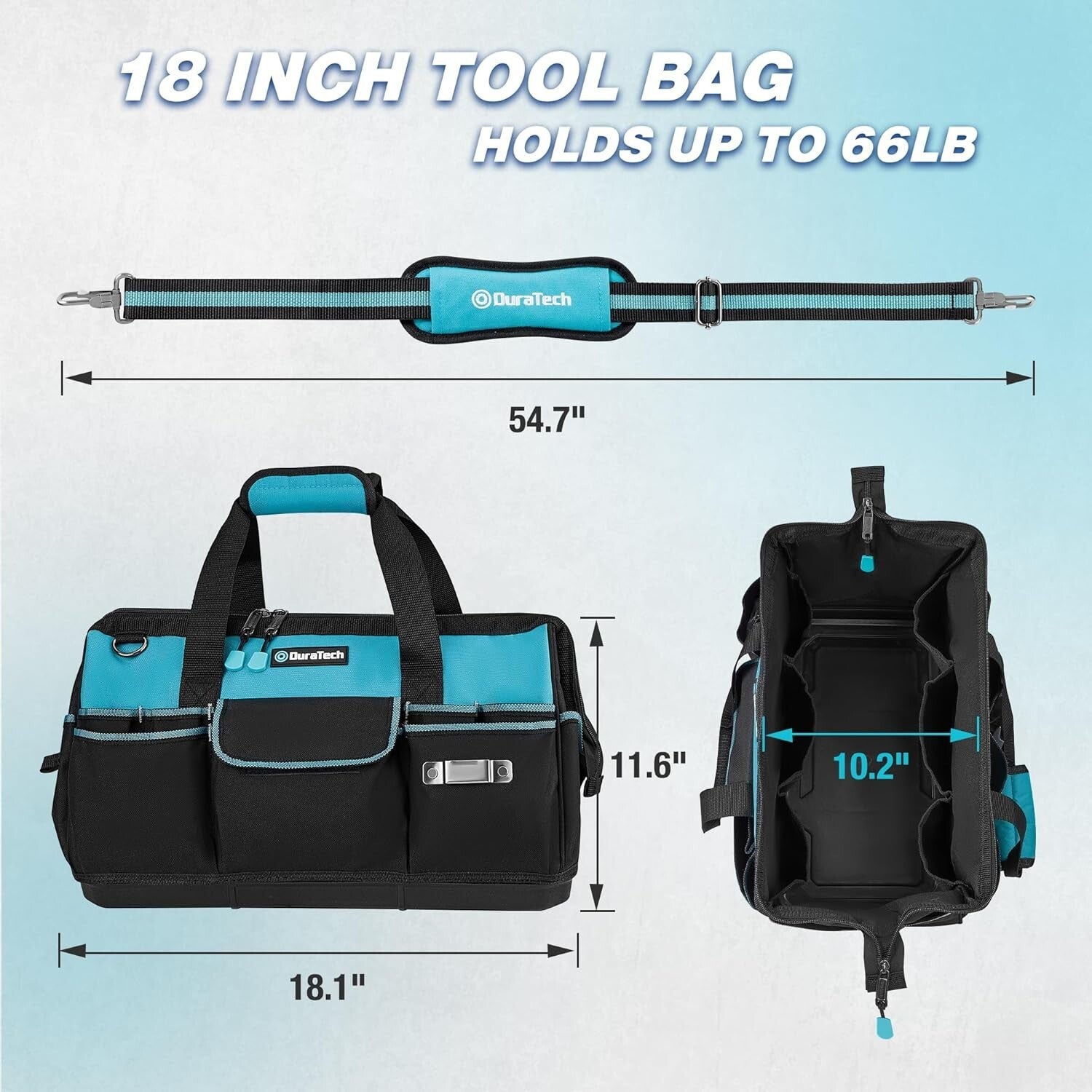 18-Inch Large Tool Bag Heavy Duty 19 Pockets