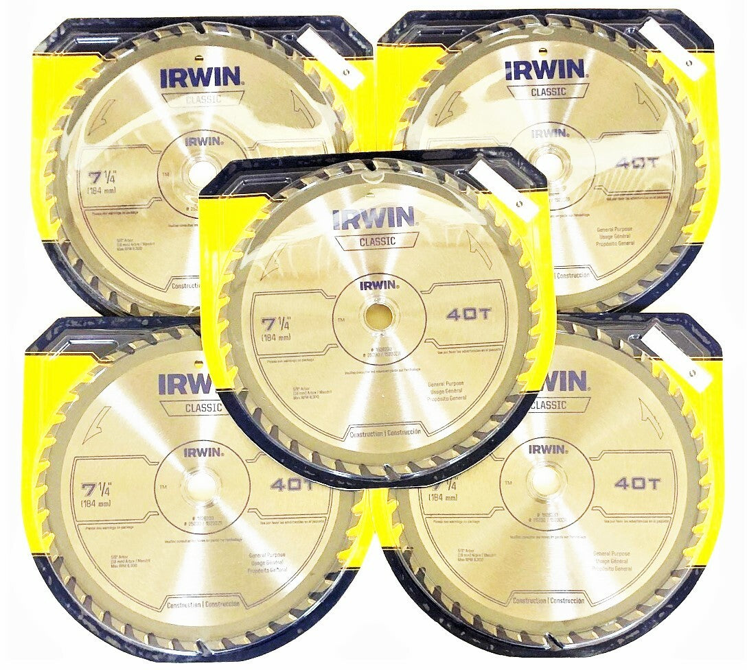5 Irwin Classic 7-1/4" Circular Saw Blades